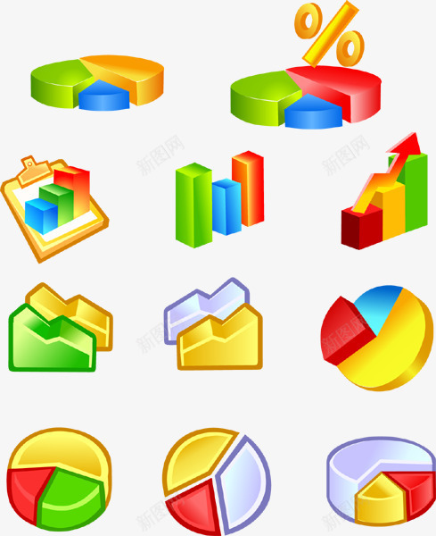 饼图格式图标3D矢量图ai_新图网 https://ixintu.com 3D AI格式 图标 饼图 矢量图
