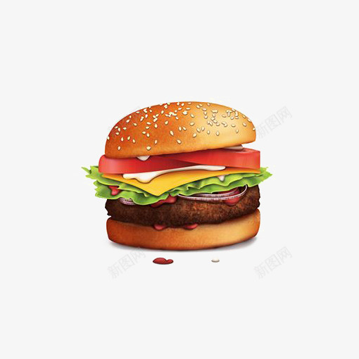 牛肉汉堡png免抠素材_新图网 https://ixintu.com 快餐 时蔬 汉堡免扣PNG 汉堡插画 美式快餐 芝士汉堡 蔬菜