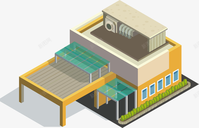 灰色立体建筑房屋元素矢量图ai免抠素材_新图网 https://ixintu.com 卡通插画 建筑 房屋 灰色 玻璃 窗户 立体 矢量图
