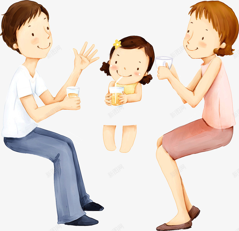 饭桌上的一家三口png免抠素材_新图网 https://ixintu.com 一家三口 女儿 妈妈 爸爸 饭桌上
