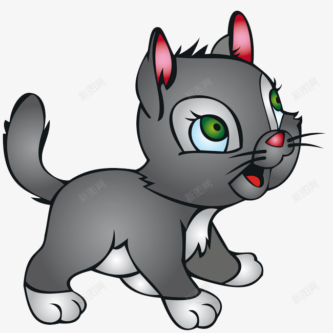 灰色小猫png免抠素材_新图网 https://ixintu.com 小猫咪 思考 灰色 走路