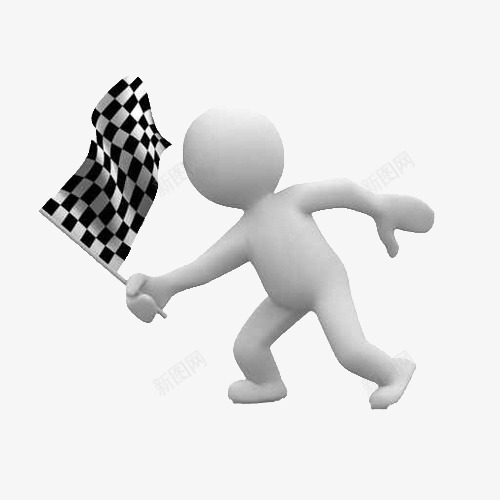 举旗3D小人png免抠素材_新图网 https://ixintu.com 旗帜 白色
