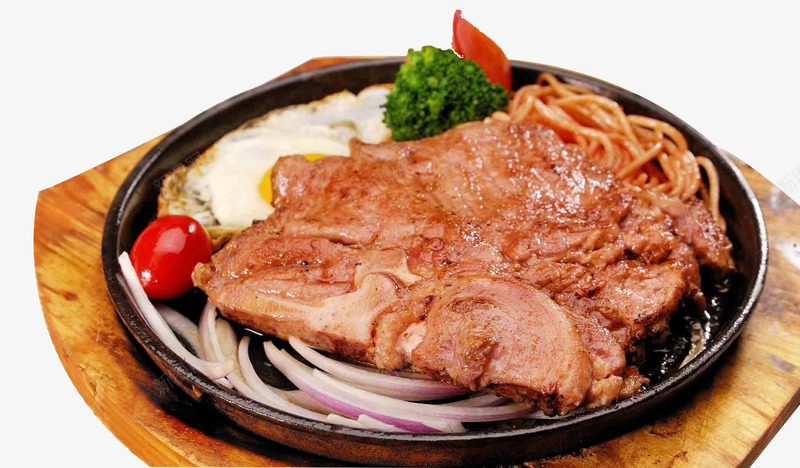 铁板牛肉png免抠素材_新图网 https://ixintu.com 洋葱 牛肉 美食 艺术摄影 荷包蛋 西兰花