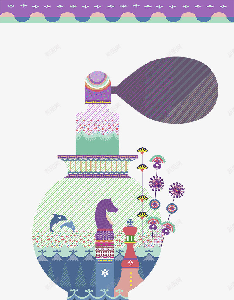 香水瓶png免抠素材_新图网 https://ixintu.com 不规则纹理 抽象纹理 线条 花纹 香水