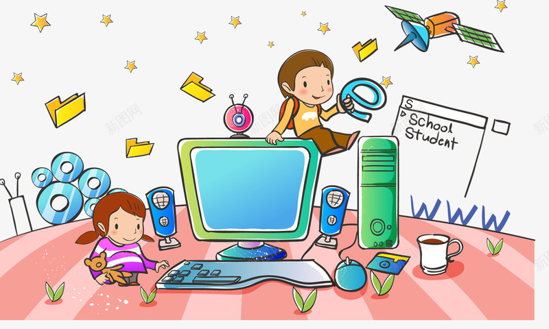 手绘儿童4png免抠素材_新图网 https://ixintu.com 手绘儿童 教室 校园生活