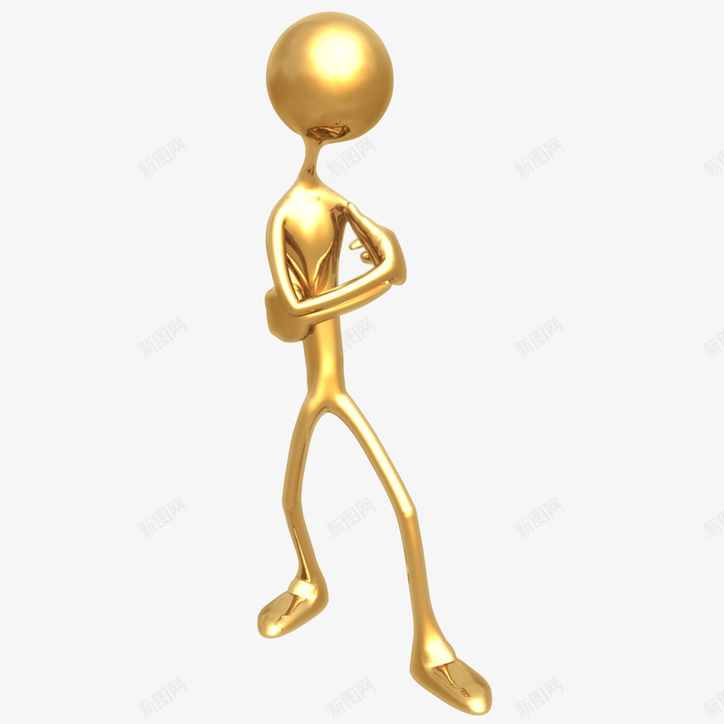 3D金色小人png免抠素材_新图网 https://ixintu.com 3D小金人 PPT 商务人物 立体金色
