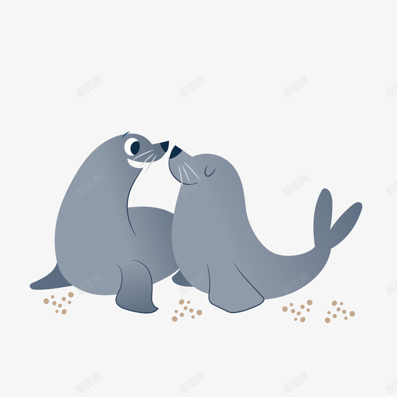 灰色卡通海豹矢量图eps免抠素材_新图网 https://ixintu.com 动物 卡通 图案 小清新 彩色 扁平化设计 海豹 爱情主题 简约 装饰 矢量图