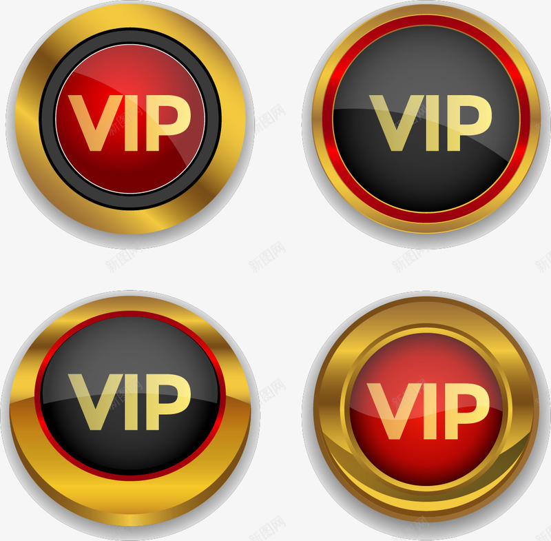 金边质感会员徽章png免抠素材_新图网 https://ixintu.com VIP 会员 徽章 矢量素材 质感 酒红色 金色 黑色