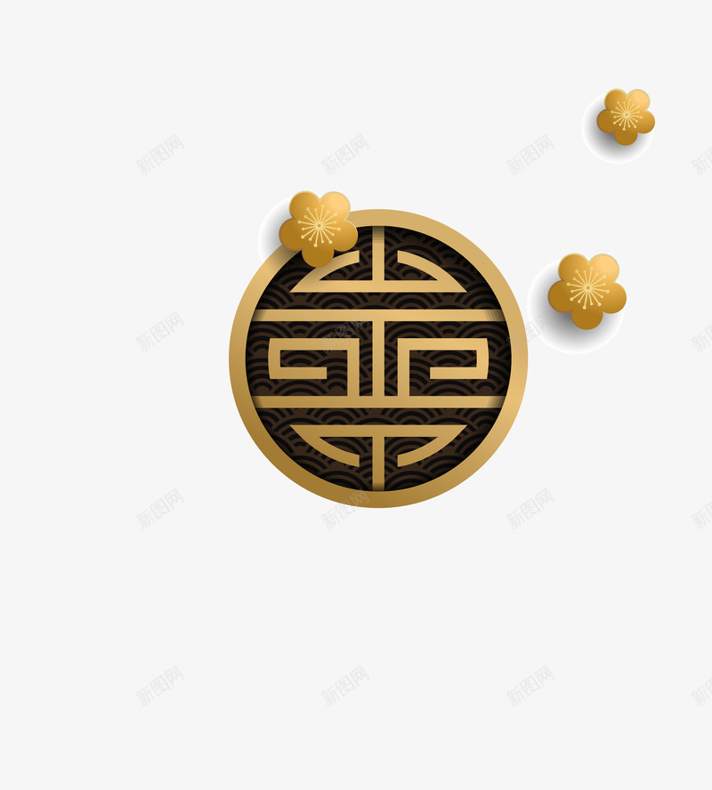 金色黑色微立体装饰图案png免抠素材_新图网 https://ixintu.com 3D立体 吉祥 微立体 新式雕花 矢量图案 装饰 金色 黑色