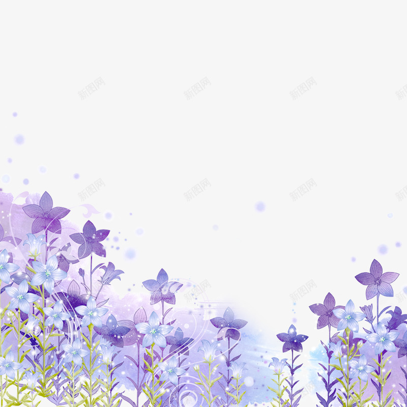 梦幻紫色花朵背景png免抠素材_新图网 https://ixintu.com 手绘 梦幻 水墨 紫色 背景 花朵