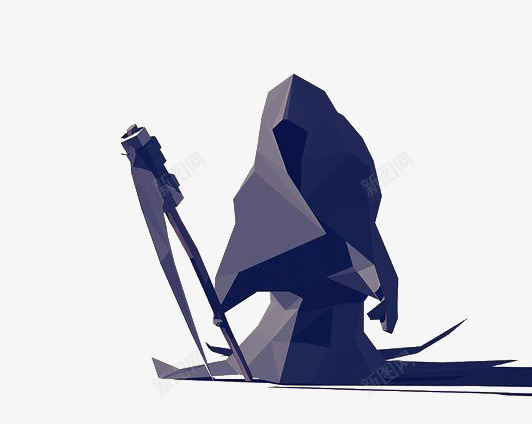 3D打印紫色死神png免抠素材_新图网 https://ixintu.com 创意 极简 立体 镰刀