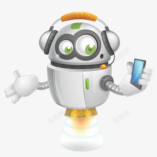 拿手机的3d机器人png免抠素材_新图网 https://ixintu.com 3d ai 人工资能 机器人