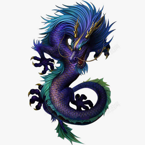 手绘紫龙png免抠素材_新图网 https://ixintu.com 手绘作品 紫色飞龙 贴纸素材 龙纹贴纸