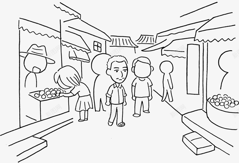手绘卡通街道风景png免抠素材_新图网 https://ixintu.com 卡通 街道 风景