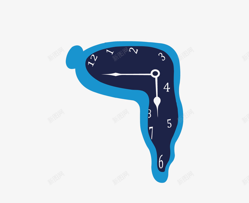 钟表png免抠素材_新图网 https://ixintu.com 创意 时间 矢量钟表 蓝色 融化 钟表 闹钟