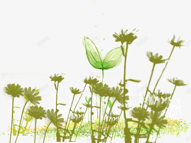 手绘绿植装饰png免抠素材_新图网 https://ixintu.com 手绘 插画 植物 绿植装饰 边角装饰 青草
