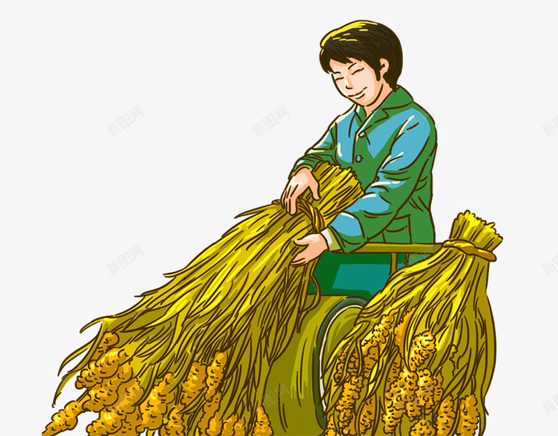手绘人物插图五一劳动节劳动者收png免抠素材_新图网 https://ixintu.com 五一劳动节 人物插图 劳动者 手绘 手绘人物插图五一劳动节劳动者收麦子插画免费下载 插画 收麦子 麦穗收割