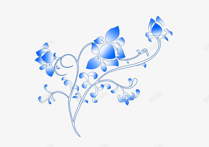 美丽的青花png免抠素材_新图网 https://ixintu.com 美丽的 花 青色 青花