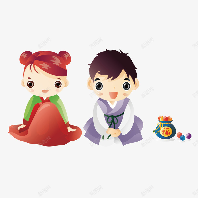 韩国民俗矢量图ai免抠素材_新图网 https://ixintu.com png下载 海报元素 节日 装饰素材 韩国民俗 矢量图