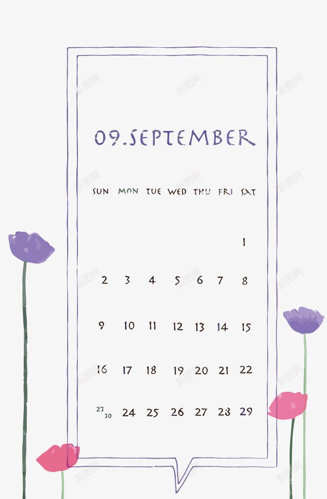 9月日历png免抠素材_新图网 https://ixintu.com PNG图片 PNG图片素材 PNG素材 PNG素材免费 PNG素材免费下载 卡通 日历 猫 花