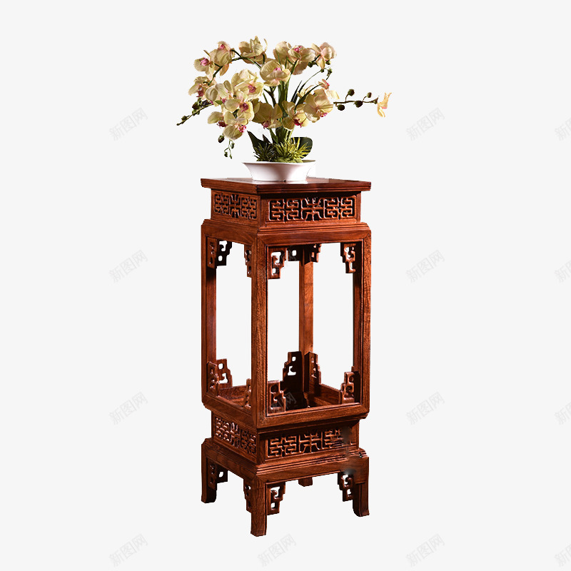 红木花架阳台置物台png免抠素材_新图网 https://ixintu.com 家装 红木 置物台 花架