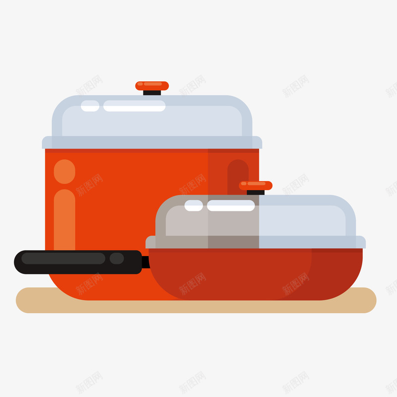 厨房用品炊具png免抠素材_新图网 https://ixintu.com 卡通 厨房用品 扁平化 炊具 烹饪用品 煮饭