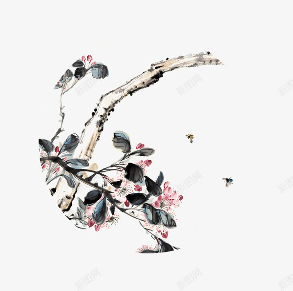 写意桃花png免抠素材_新图网 https://ixintu.com 写意 国画 国画桃花 春意盎然 桃花 水墨 清新 画作 盛开