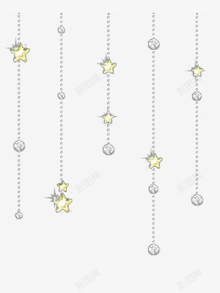 珠帘图案png免抠素材_新图网 https://ixintu.com 项链 饰品 黄色星星