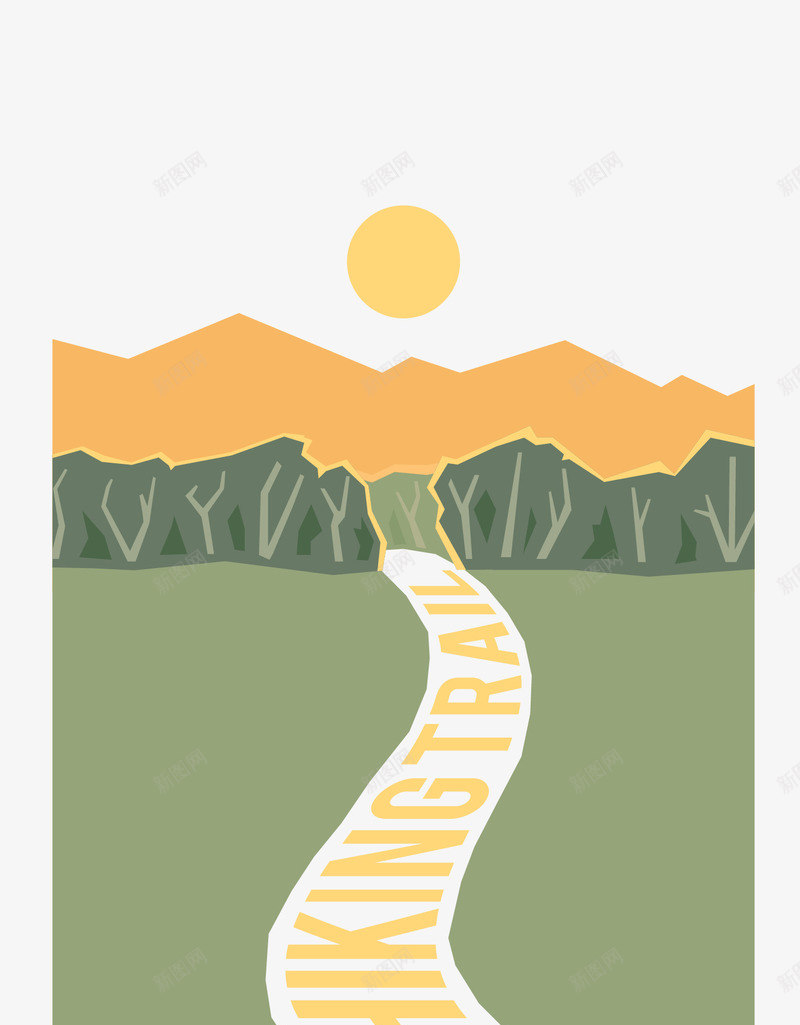 户外道路山峰矢量图ai免抠素材_新图网 https://ixintu.com 山峰 户外 旅游 橙色 道路 矢量图