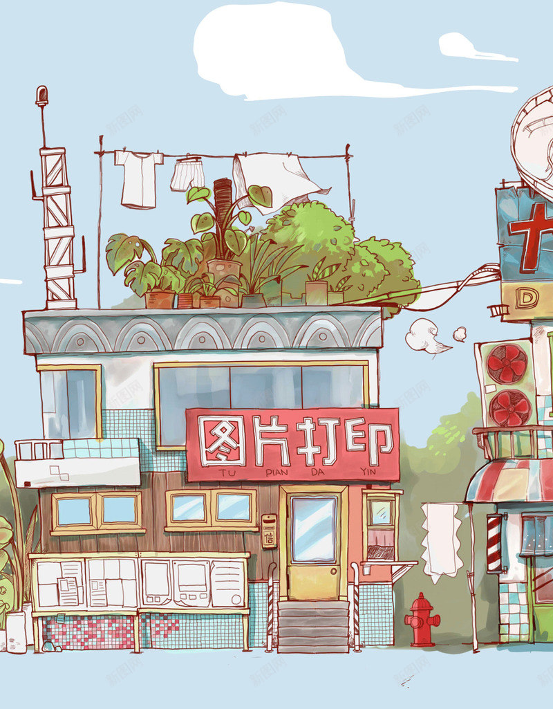 卡通街道背景png免抠素材_新图网 https://ixintu.com 卡通 背景 街道