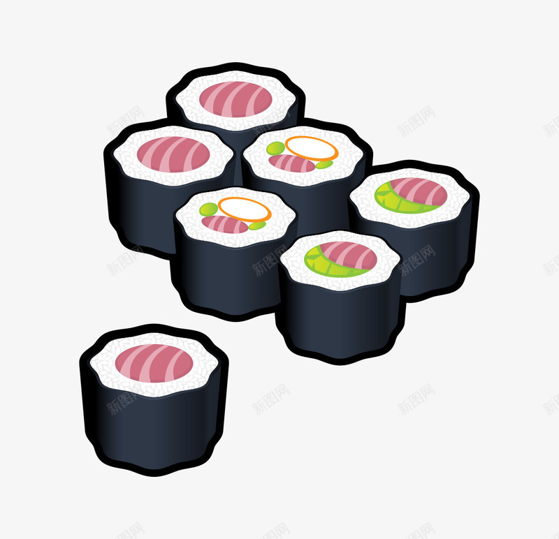 扁平化寿司png免抠素材_新图网 https://ixintu.com 寿司 扁平素材 韩国料理