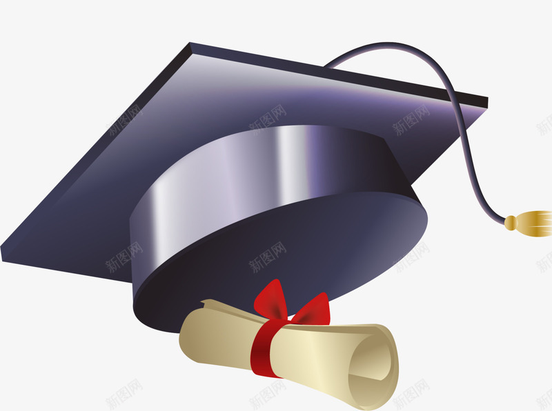 开学季黑色博士帽子png免抠素材_新图网 https://ixintu.com 博士帽子 学习 开学季 知识 黄色卷纸 黑色帽子
