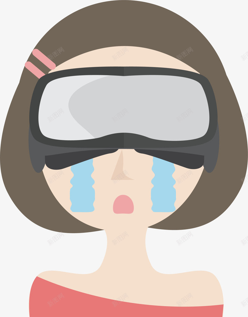 戴着护眼仪流泪的女孩png免抠素材_新图网 https://ixintu.com 保护眼睛 全国爱眼日 戴着护眼仪 流泪的女孩 爱护眼睛 短发女孩