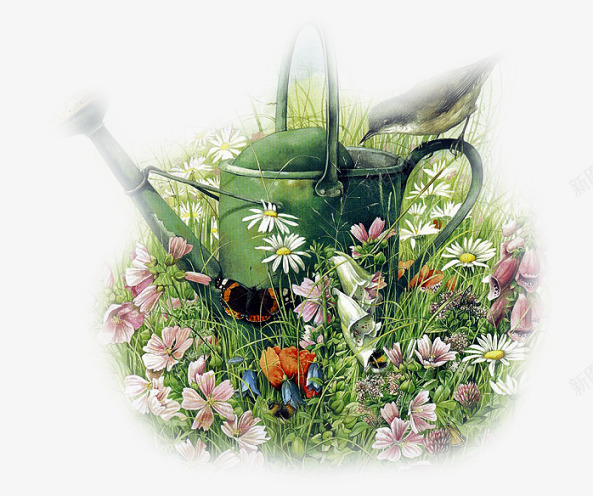 百花园和水壶png免抠素材_新图网 https://ixintu.com 水壶 百花 花园