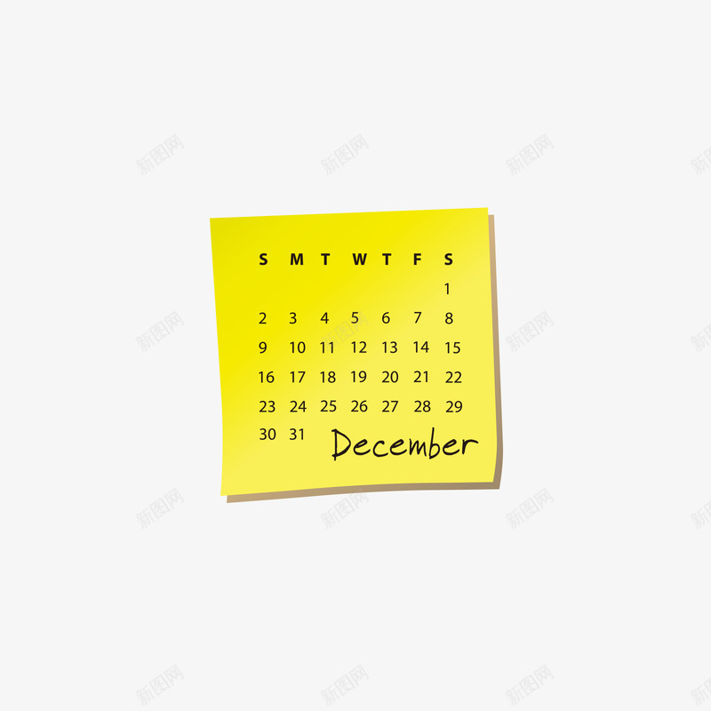2018黄色十二月日历png免抠素材_新图网 https://ixintu.com 2018 十二月 日历 矢量日历 黄色