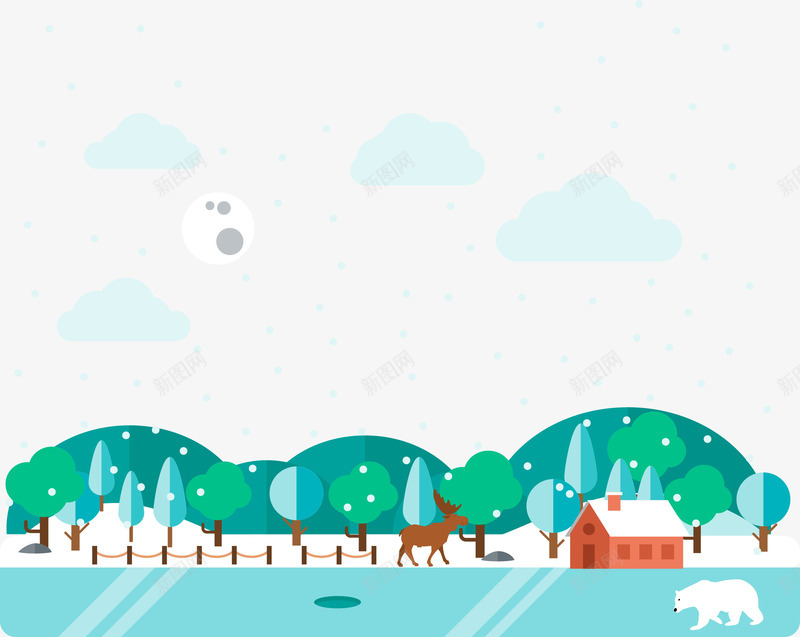 手绘雪景矢量图ai免抠素材_新图网 https://ixintu.com 卡通 户外 手绘 雪景 矢量图