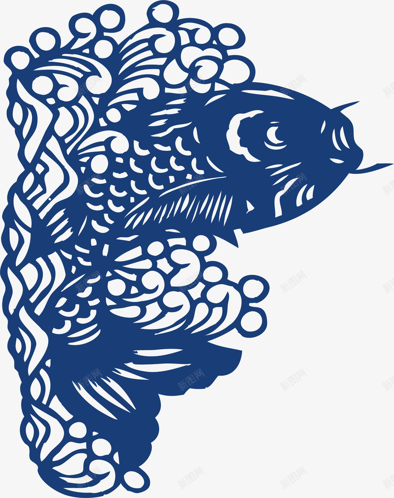 蓝色鲤鱼矢量图ai免抠素材_新图网 https://ixintu.com 动物 花纹 蓝色 鲤鱼 矢量图