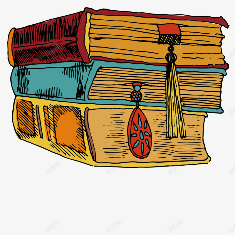 复古图书矢量图ai免抠素材_新图网 https://ixintu.com 书刊 书本 学习书籍 本子 读物 矢量图
