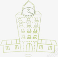 开学季绿色线条大楼png免抠素材_新图网 https://ixintu.com 大楼 开学 线条 绿色