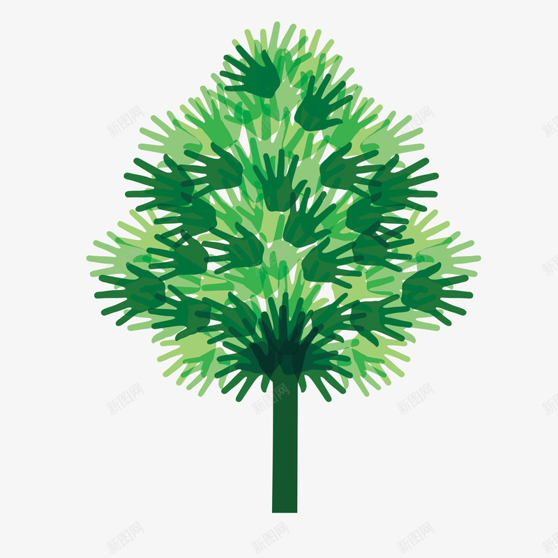 一张蓝色树状水墨化手印墙矢量图ai免抠素材_新图网 https://ixintu.com 多个手印 手印墙 手绘 掌印 树状手印 水墨化 蓝色 矢量图