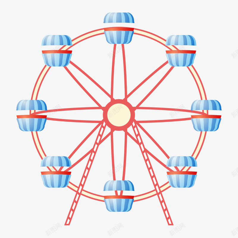 卡通风格游乐场摩天轮矢量图ai免抠素材_新图网 https://ixintu.com 儿童节 卡通风格 户外 插画 摩天轮 游乐场 矢量图