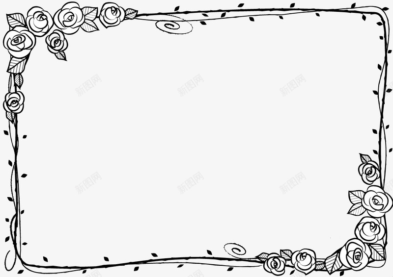 边框黑色玫瑰边角png免抠素材_新图网 https://ixintu.com 玫瑰边角 边框 黑色