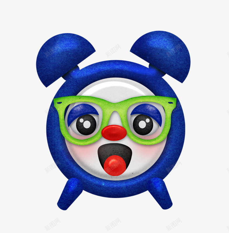卡通可爱小闹钟png免抠素材_新图网 https://ixintu.com 俏皮 可爱 眼镜 闹钟