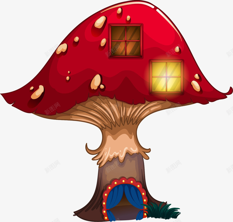 红色卡通蘑菇屋png免抠素材_新图网 https://ixintu.com 免抠PNG 卡通 童趣 红色 蘑菇屋 装饰图案