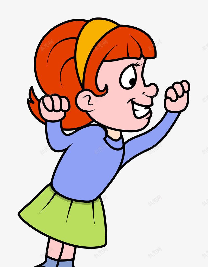 卡通可爱的女孩子png免抠素材_新图网 https://ixintu.com 卡通手绘 可爱 咬牙 女孩子 拳头