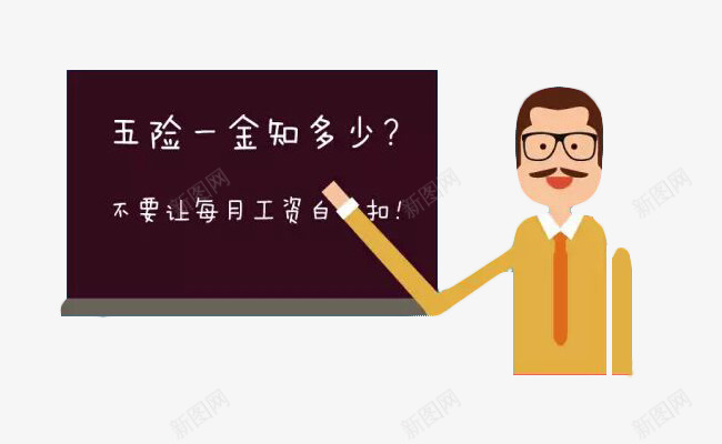 五险一金知多少png免抠素材_新图网 https://ixintu.com 五险 五险一金 卡通 教师 知多少 黑板