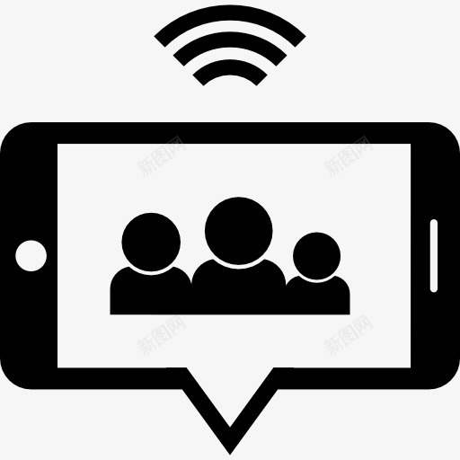 智能手机群聊图标png_新图网 https://ixintu.com 工具和器具 手机 电话 组 聊天