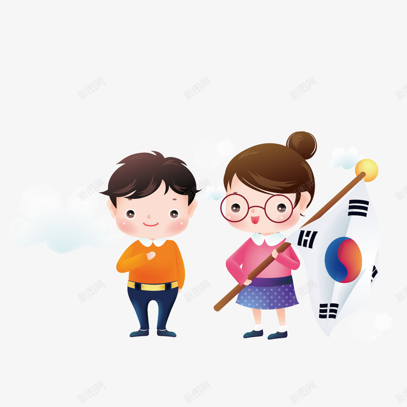 拿着韩国国旗的情侣矢量图eps免抠素材_新图网 https://ixintu.com 国旗 情侣 韩国 矢量图