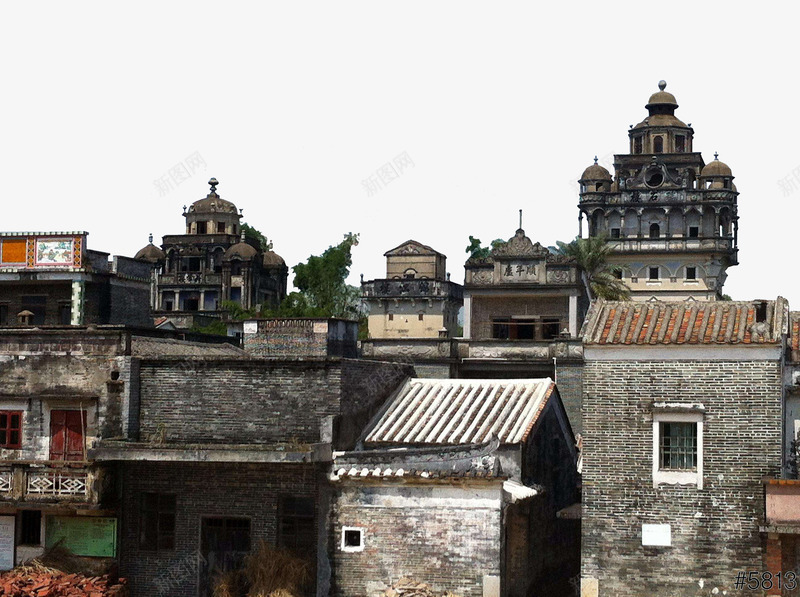 碉楼建筑群png免抠素材_新图网 https://ixintu.com 半截 地方特色 建筑群 民居 碉楼