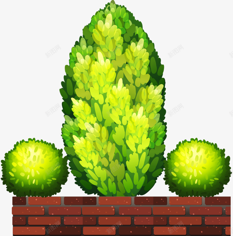 围墙栅栏png免抠素材_新图网 https://ixintu.com 围墙 手绘 栅栏 植物 绿色